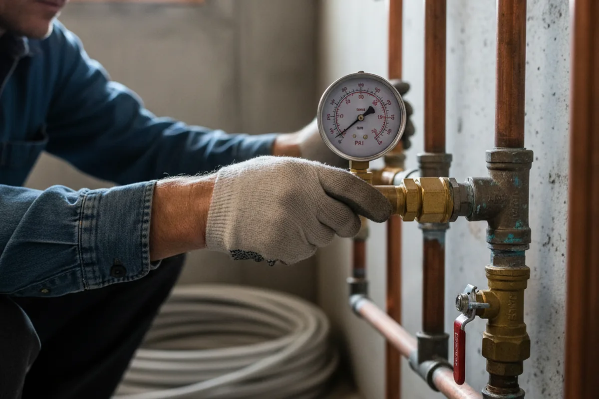 Pressure testing a repaired line during Water Line Repair in Shepherdsville